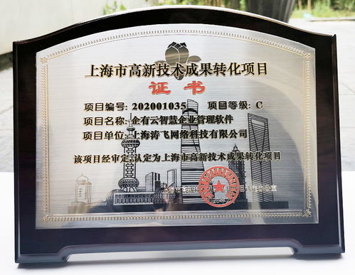 濤飛網(wǎng)絡榮獲2020年度上海市高新技術(shù)成果轉(zhuǎn)化項目認定